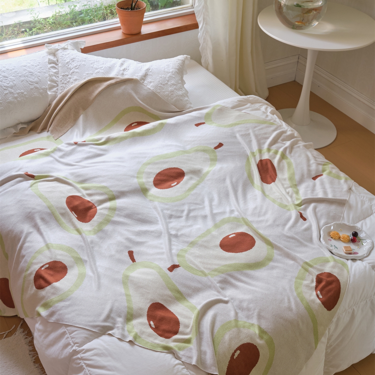 91家纺网 家纺一手货源 找家纺 （总）暖绵绵家纺 2025新款竹纤维牛油果毛毯-艾维卡