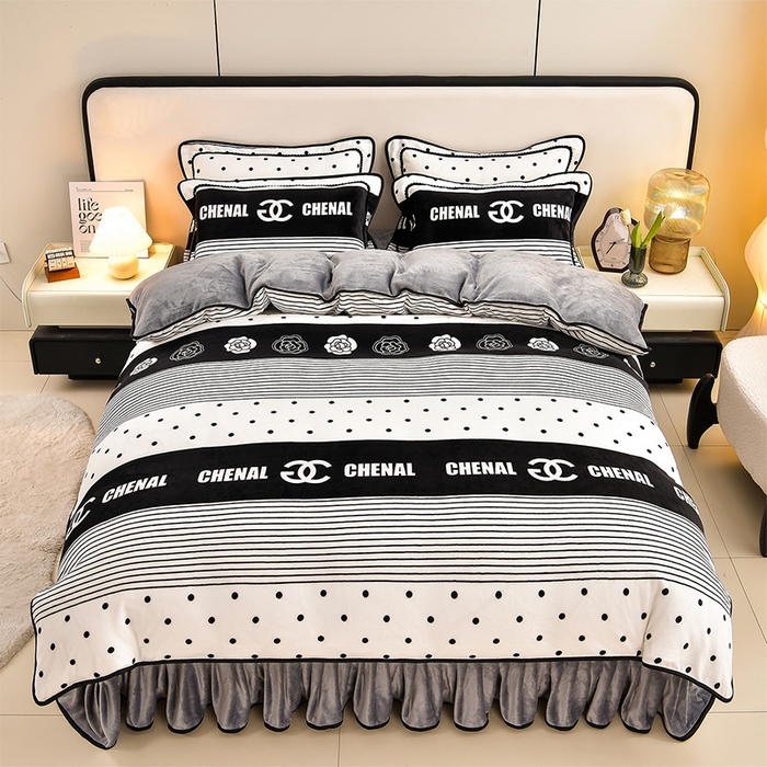 91家纺网 家纺一手货源 找家纺 新8.5-9.5斤法莱绒四件套珊瑚牛奶金貂绒四件套床裙 都市生活