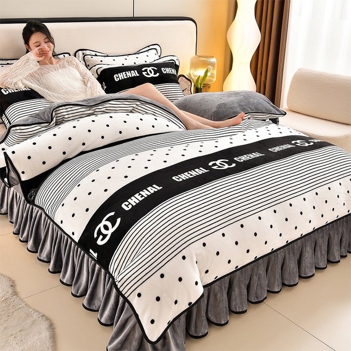 91家纺网 家纺一手货源 找家纺 新8.5-9.5斤法莱绒四件套珊瑚牛奶金貂绒四件套床裙 都市生活