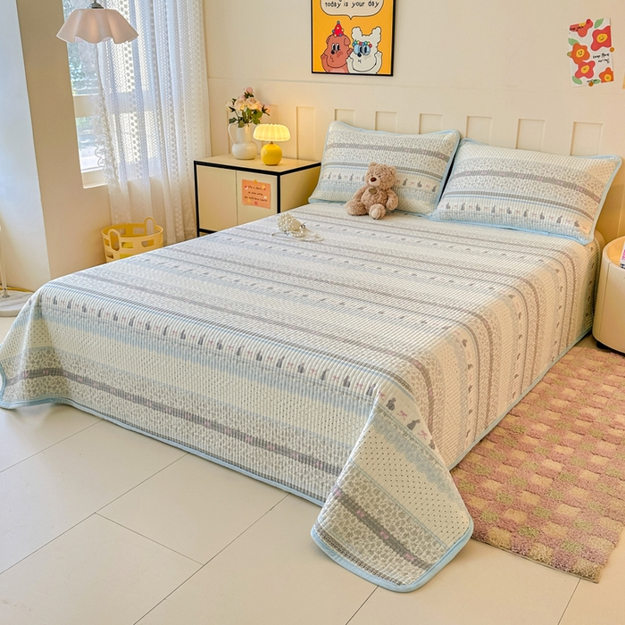 91家纺网 家纺一手货源 找家纺 岚吉家纺 2025新款全棉133*72宝宝绒棉加绒一面纯棉一面牛奶绒双面可用单床盖学生床床垫 床盖单件 花边兔