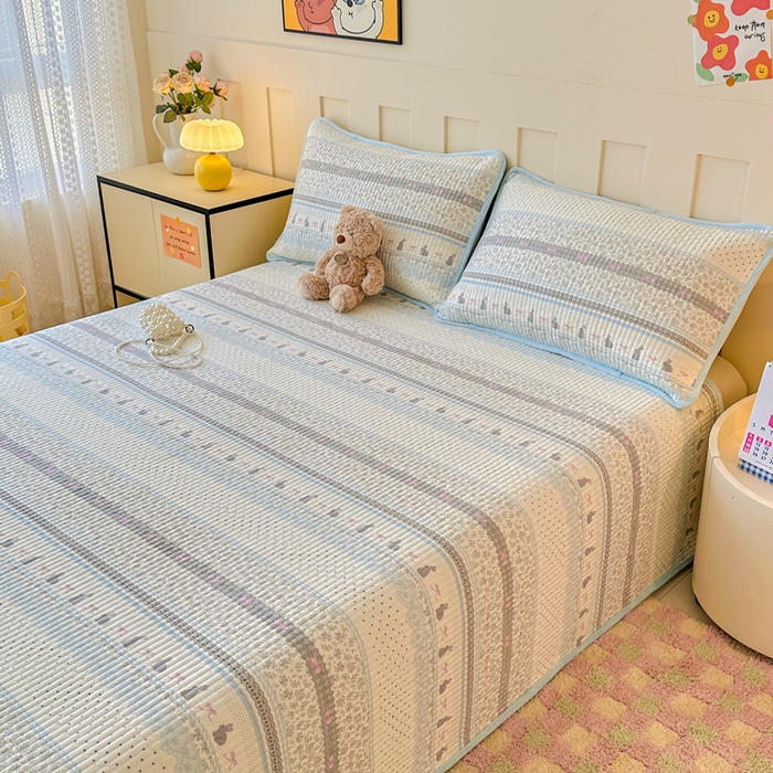 91家纺网 家纺一手货源 找家纺 岚吉家纺 2025新款全棉133*72宝宝绒棉加绒一面纯棉一面牛奶绒双面可用单床盖学生床床垫 床盖单件 花边兔