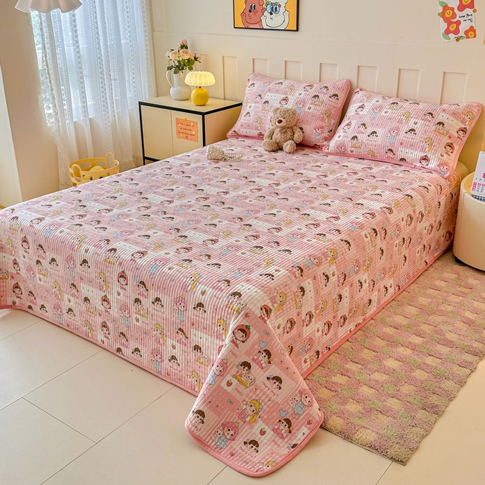 91家纺网 家纺一手货源 找家纺 岚吉家纺 2025新款全棉133*72宝宝绒棉加绒一面纯棉一面牛奶绒双面可用单床盖学生床床垫 床盖单件 棒棒糖女孩