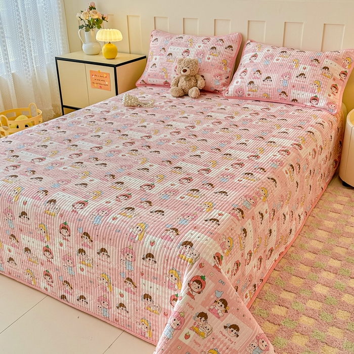 91家纺网 家纺一手货源 找家纺 岚吉家纺 2025新款全棉133*72宝宝绒棉加绒一面纯棉一面牛奶绒双面可用单床盖学生床床垫 床盖单件 棒棒糖女孩