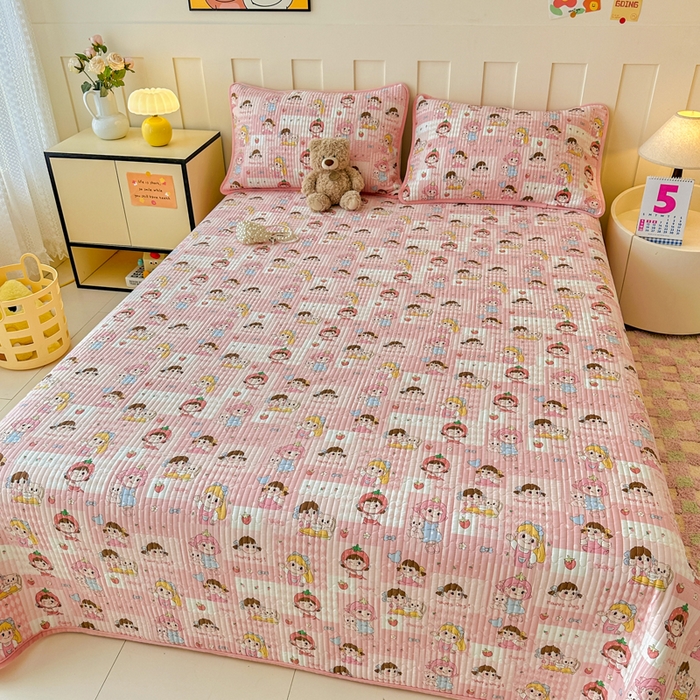 91家纺网 家纺一手货源 找家纺 岚吉家纺 2025新款全棉133*72宝宝绒棉加绒一面纯棉一面牛奶绒双面可用单床盖学生床床垫 床盖单件 棒棒糖女孩