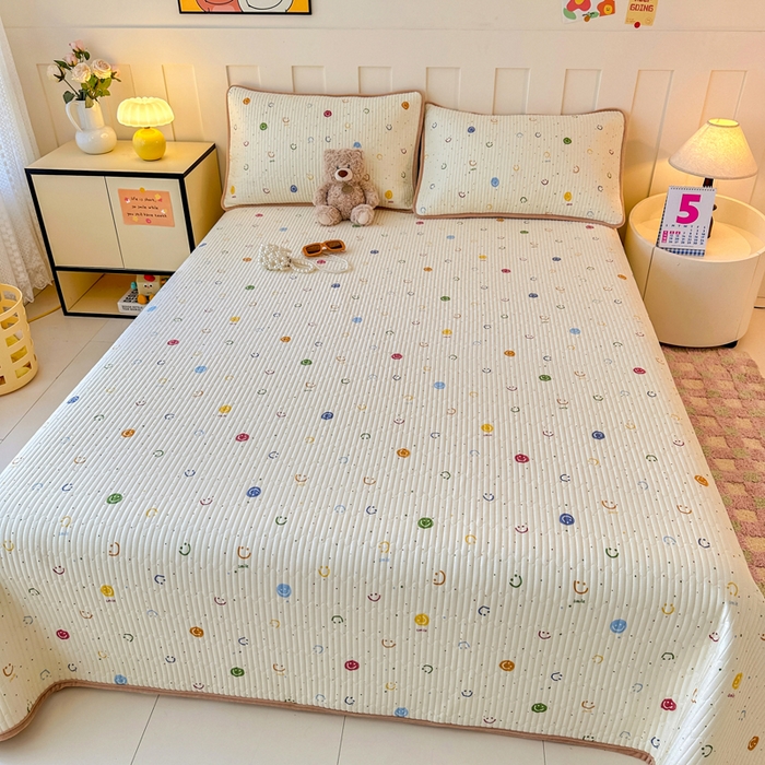 91家纺网 家纺一手货源 找家纺 岚吉家纺 2025新款全棉133*72宝宝绒棉加绒一面纯棉一面牛奶绒双面可用单床盖学生床床垫 床盖单件 多彩笑脸