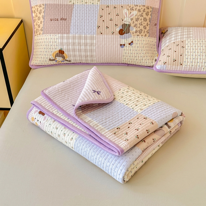 91家纺网 家纺一手货源 找家纺 岚吉家纺 2025新款全棉133*72宝宝绒棉加绒一面纯棉一面牛奶绒双面可用单床盖学生床床垫 床盖单件 快乐聚会