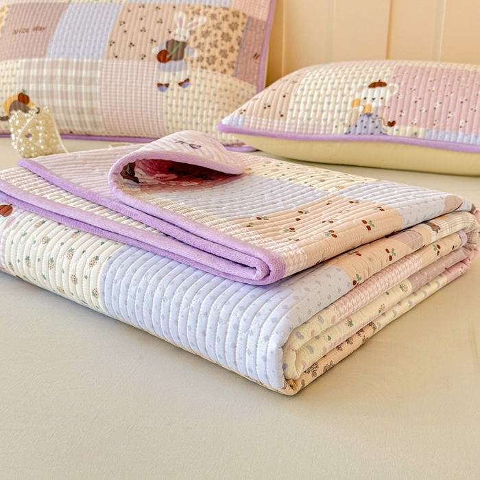 91家纺网 家纺一手货源 找家纺 岚吉家纺 2025新款全棉133*72宝宝绒棉加绒一面纯棉一面牛奶绒双面可用单床盖学生床床垫 床盖单件 快乐聚会