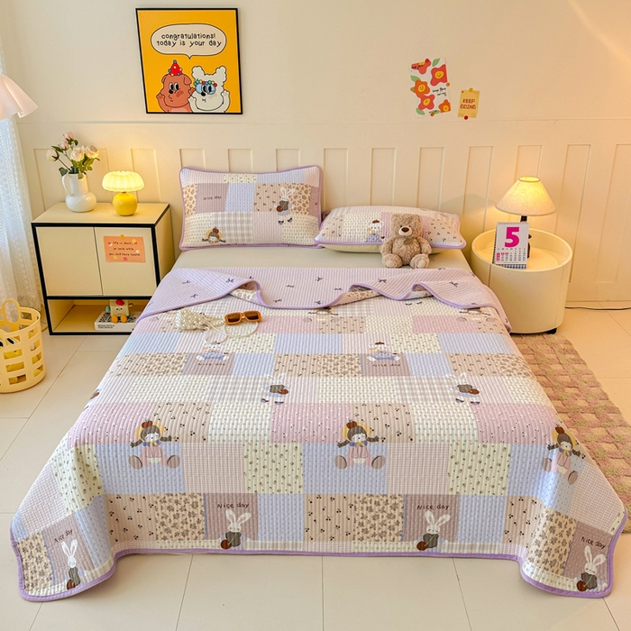 91家纺网 家纺一手货源 找家纺 岚吉家纺 2025新款全棉133*72宝宝绒棉加绒一面纯棉一面牛奶绒双面可用单床盖学生床床垫 床盖单件 快乐聚会