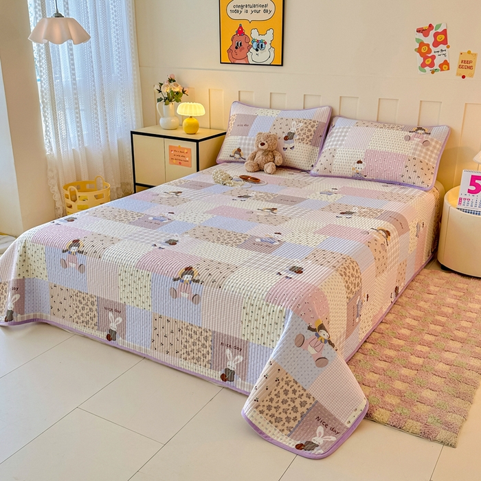 91家纺网 家纺一手货源 找家纺 岚吉家纺 2025新款全棉133*72宝宝绒棉加绒一面纯棉一面牛奶绒双面可用单床盖学生床床垫 床盖单件 快乐聚会