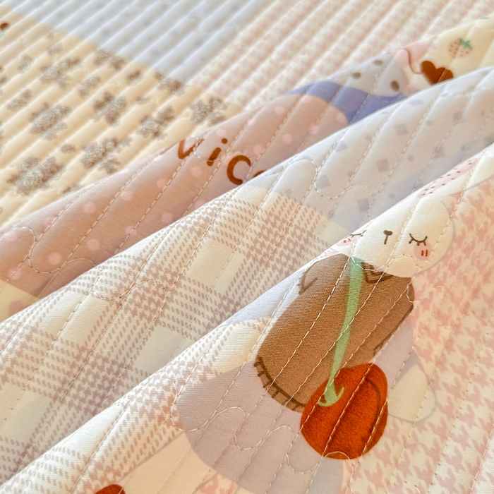 91家纺网 家纺一手货源 找家纺 岚吉家纺 2025新款全棉133*72宝宝绒棉加绒一面纯棉一面牛奶绒双面可用单床盖学生床床垫 床盖单件 快乐聚会