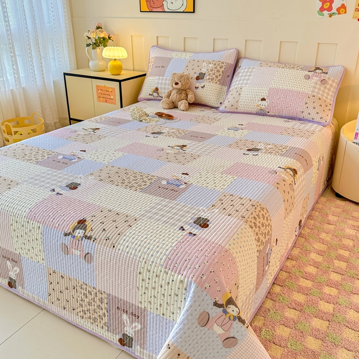 91家纺网 家纺一手货源 找家纺 岚吉家纺 2025新款全棉133*72宝宝绒棉加绒一面纯棉一面牛奶绒双面可用单床盖学生床床垫 床盖单件 快乐聚会