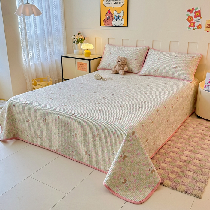 91家纺网 家纺一手货源 找家纺 岚吉家纺 2025新款全棉133*72宝宝绒棉加绒一面纯棉一面牛奶绒双面可用单床盖学生床床垫 床盖单件 美梦花园