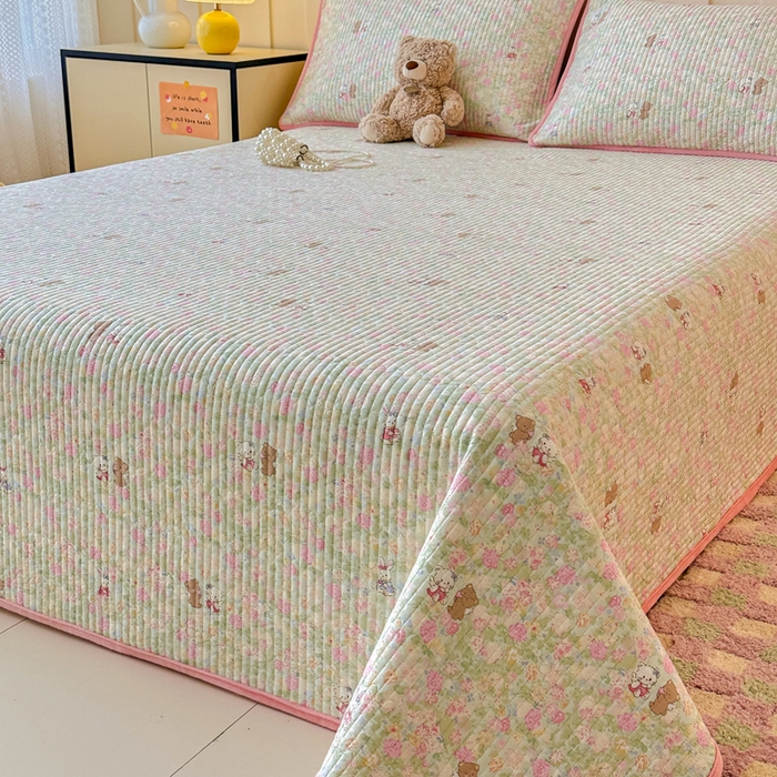 91家纺网 家纺一手货源 找家纺 岚吉家纺 2025新款全棉133*72宝宝绒棉加绒一面纯棉一面牛奶绒双面可用单床盖学生床床垫 床盖单件 美梦花园