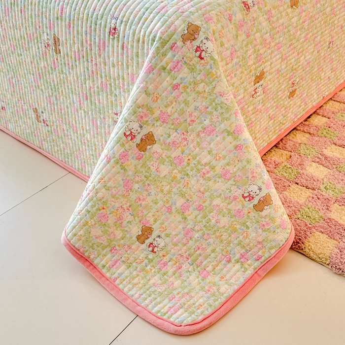 91家纺网 家纺一手货源 找家纺 岚吉家纺 2025新款全棉133*72宝宝绒棉加绒一面纯棉一面牛奶绒双面可用单床盖学生床床垫 床盖单件 美梦花园