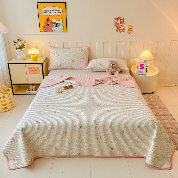 91家纺网 家纺一手货源 找家纺 岚吉家纺 2025新款全棉133*72宝宝绒棉加绒一面纯棉一面牛奶绒双面可用单床盖学生床床垫 床盖单件 美梦花园