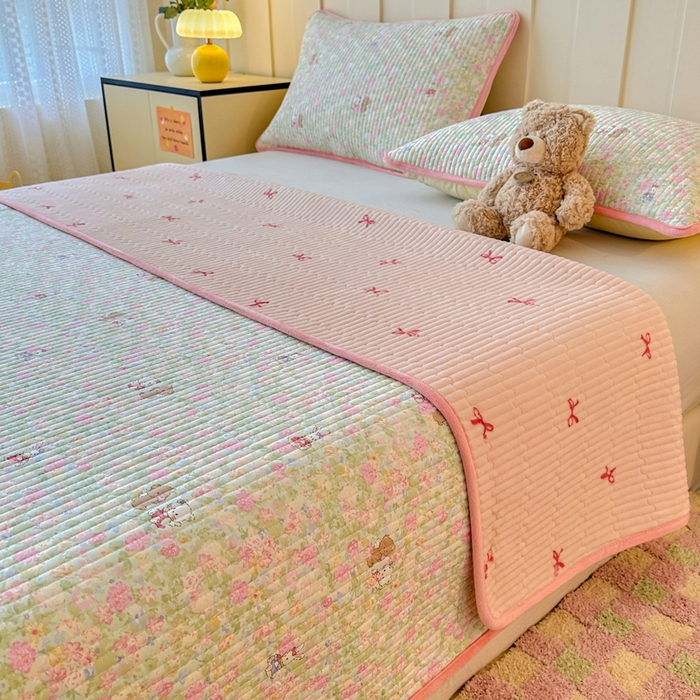 91家纺网 家纺一手货源 找家纺 岚吉家纺 2025新款全棉133*72宝宝绒棉加绒一面纯棉一面牛奶绒双面可用单床盖学生床床垫 床盖单件 美梦花园