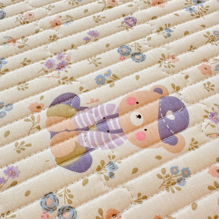 91家纺网 家纺一手货源 找家纺 岚吉家纺 2025新款全棉133*72宝宝绒棉加绒一面纯棉一面牛奶绒双面可用单床盖学生床床垫 床盖单件 碎花兔熊