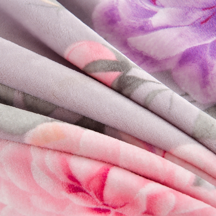 91家纺网 家纺一手货源 找家纺 新8.5-9.5斤法莱绒四件套珊瑚牛奶金貂绒四件套床裙 漫步花丛