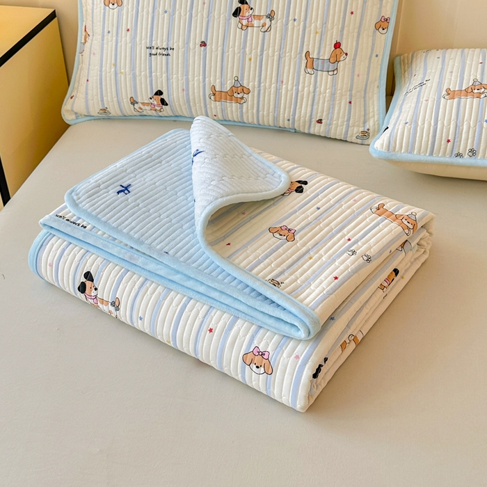 91家纺网 家纺一手货源 找家纺 岚吉家纺 2025新款全棉133*72宝宝绒棉加绒一面纯棉一面牛奶绒双面可用单床盖学生床床垫 床盖单件 糖纸童年