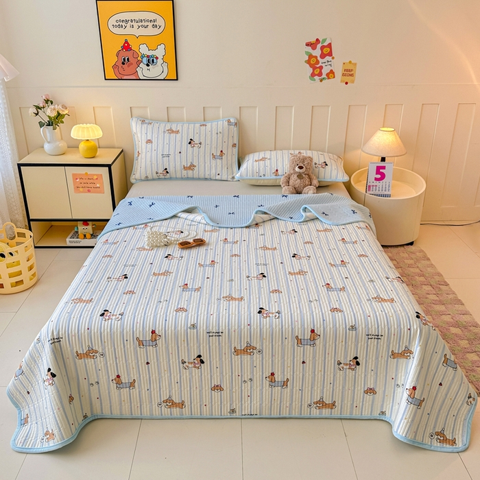 91家纺网 家纺一手货源 找家纺 岚吉家纺 2025新款全棉133*72宝宝绒棉加绒一面纯棉一面牛奶绒双面可用单床盖学生床床垫 床盖单件 糖纸童年