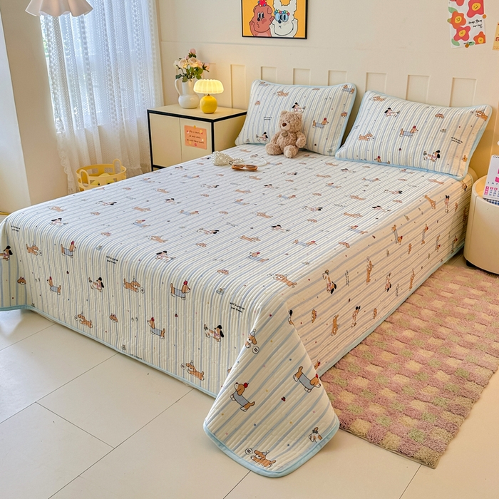 91家纺网 家纺一手货源 找家纺 岚吉家纺 2025新款全棉133*72宝宝绒棉加绒一面纯棉一面牛奶绒双面可用单床盖学生床床垫 床盖单件 糖纸童年