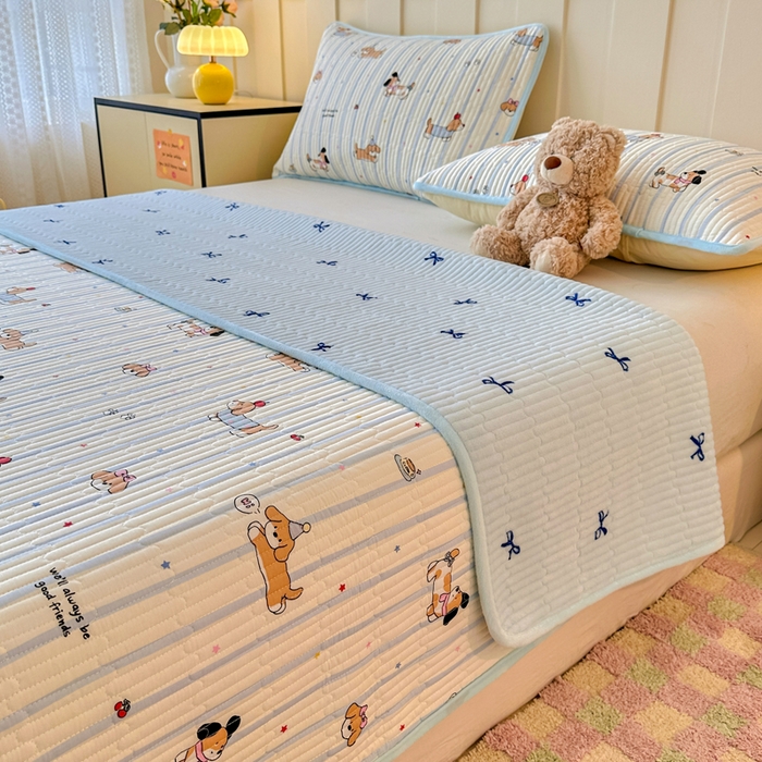 91家纺网 家纺一手货源 找家纺 岚吉家纺 2025新款全棉133*72宝宝绒棉加绒一面纯棉一面牛奶绒双面可用单床盖学生床床垫 床盖单件 糖纸童年