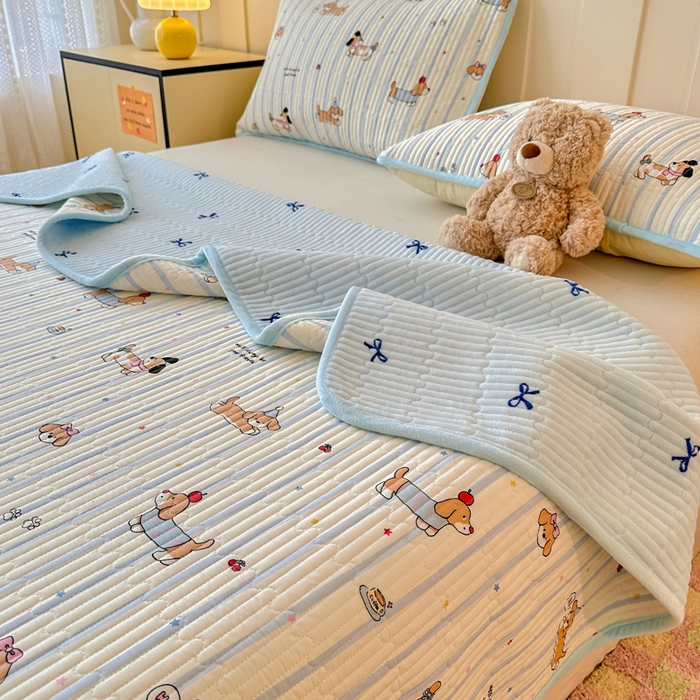 91家纺网 家纺一手货源 找家纺 岚吉家纺 2025新款全棉133*72宝宝绒棉加绒一面纯棉一面牛奶绒双面可用单床盖学生床床垫 床盖单件 糖纸童年