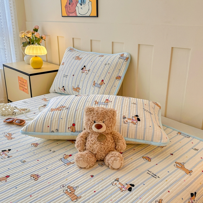 91家纺网 家纺一手货源 找家纺 岚吉家纺 2025新款全棉133*72宝宝绒棉加绒一面纯棉一面牛奶绒双面可用单床盖学生床床垫 床盖单件 糖纸童年