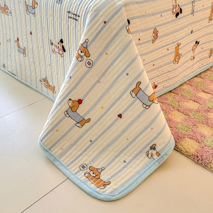 91家纺网 家纺一手货源 找家纺 岚吉家纺 2025新款全棉133*72宝宝绒棉加绒一面纯棉一面牛奶绒双面可用单床盖学生床床垫 床盖单件 糖纸童年