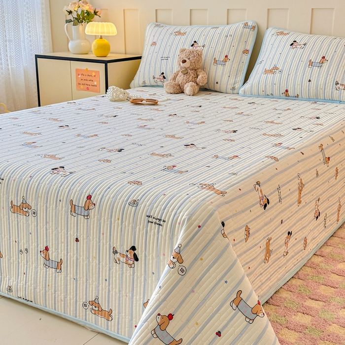 91家纺网 家纺一手货源 找家纺 岚吉家纺 2025新款全棉133*72宝宝绒棉加绒一面纯棉一面牛奶绒双面可用单床盖学生床床垫 床盖单件 糖纸童年