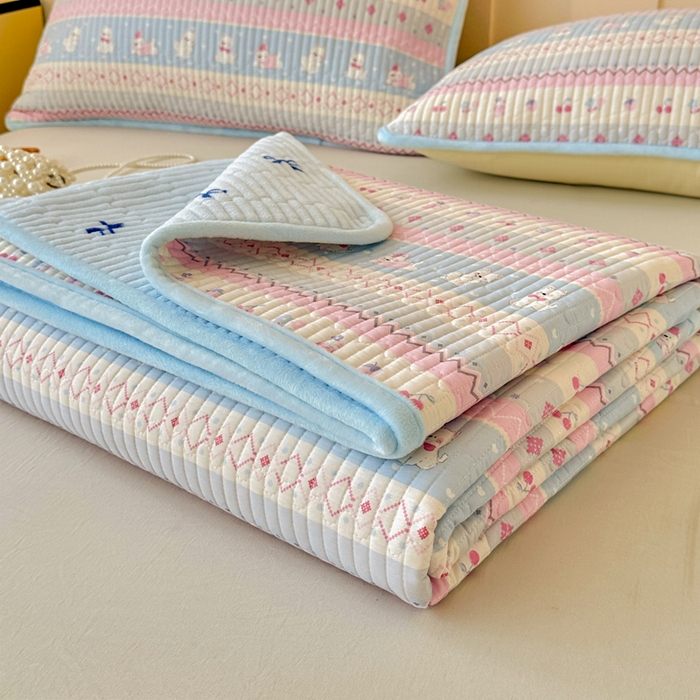 91家纺网 家纺一手货源 找家纺 岚吉家纺 2025新款全棉133*72宝宝绒棉加绒一面纯棉一面牛奶绒双面可用单床盖学生床床垫 床盖单件 小狗笔记