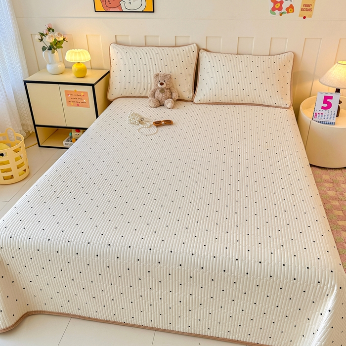 91家纺网 家纺一手货源 找家纺 岚吉家纺 2025新款全棉133*72宝宝绒棉加绒一面纯棉一面牛奶绒双面可用单床盖学生床床垫 床盖单件 小黑点点（米）