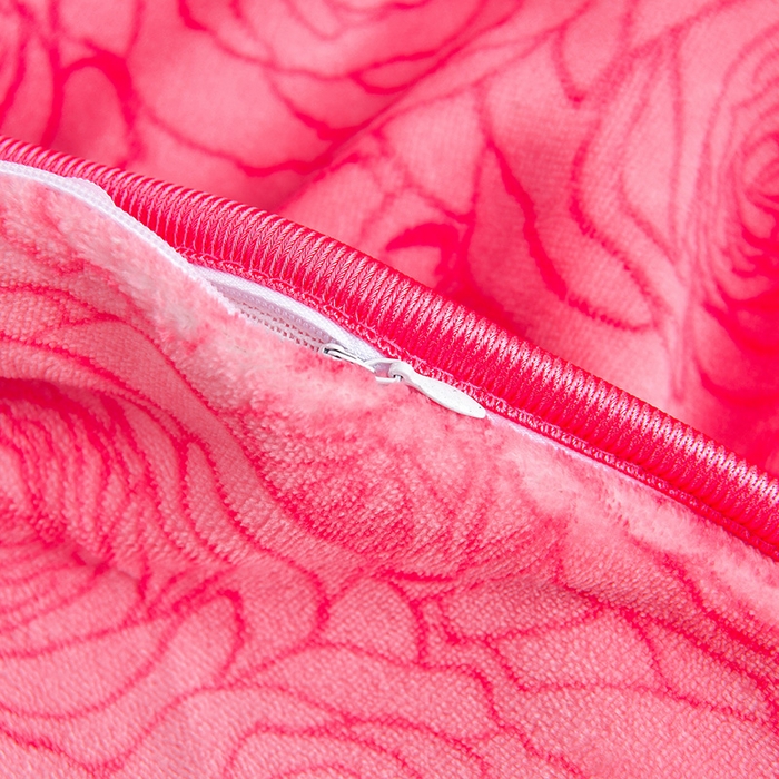 91家纺网 家纺一手货源 找家纺 新8.5-9.5斤法莱绒四件套珊瑚牛奶金貂绒四件套床裙 玫瑰花语