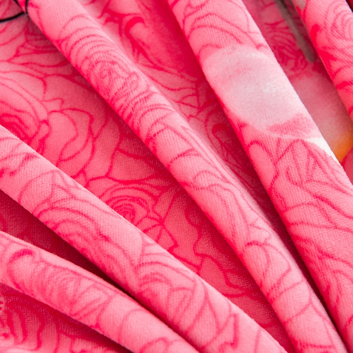 91家纺网 家纺一手货源 找家纺 新8.5-9.5斤法莱绒四件套珊瑚牛奶金貂绒四件套床裙 玫瑰花语