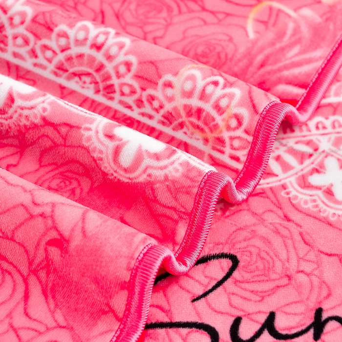 91家纺网 家纺一手货源 找家纺 新8.5-9.5斤法莱绒四件套珊瑚牛奶金貂绒四件套床裙 玫瑰花语