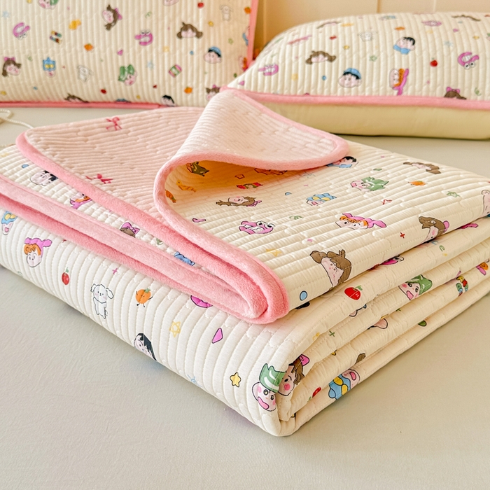 91家纺网 家纺一手货源 找家纺 岚吉家纺 2025新款全棉133*72宝宝绒棉加绒一面纯棉一面牛奶绒双面可用单床盖学生床床垫 床盖单件 新新一家