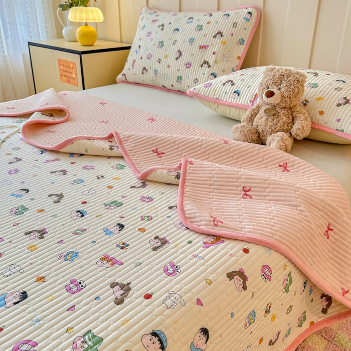 91家纺网 家纺一手货源 找家纺 岚吉家纺 2025新款全棉133*72宝宝绒棉加绒一面纯棉一面牛奶绒双面可用单床盖学生床床垫 床盖单件 新新一家