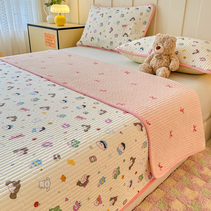 91家纺网 家纺一手货源 找家纺 岚吉家纺 2025新款全棉133*72宝宝绒棉加绒一面纯棉一面牛奶绒双面可用单床盖学生床床垫 床盖单件 新新一家