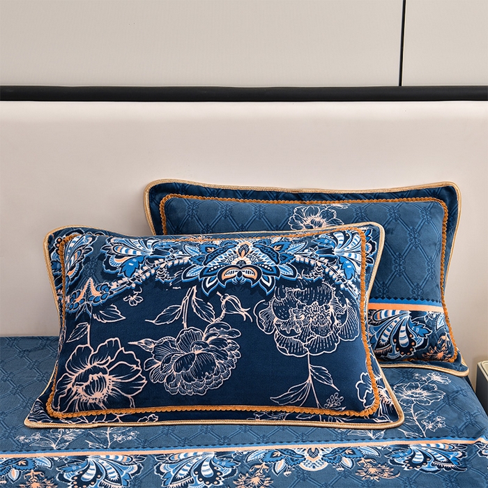 91家纺网 家纺一手货源 找家纺 新8.5-9.5斤法莱绒四件套珊瑚牛奶金貂绒四件套床裙 欧式风情