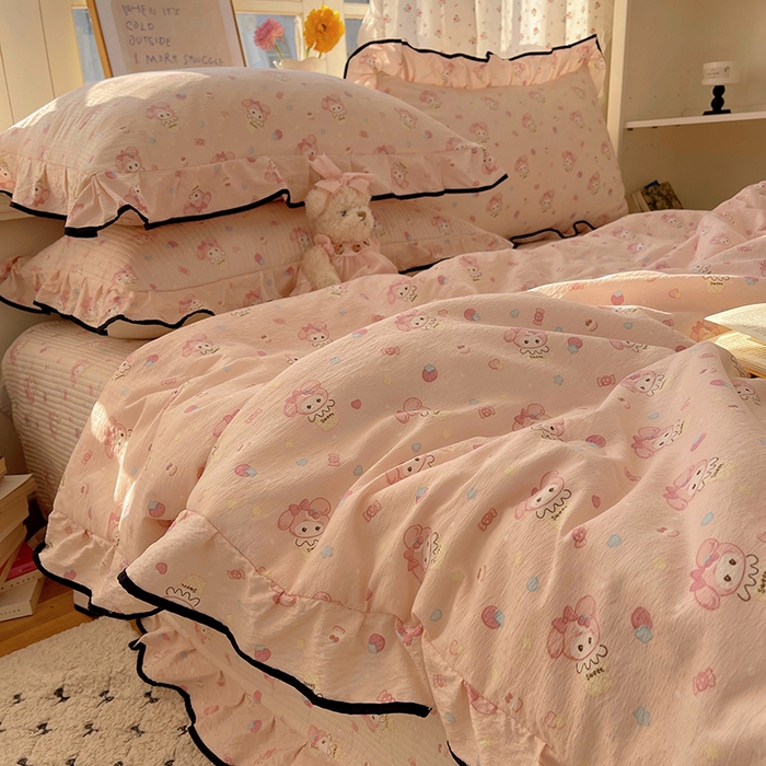 91家纺网 家纺一手货源 找家纺 （总）繁花家居 2025新款云感木棉针织棉双层纱床盖四件套