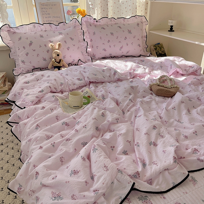 91家纺网 家纺一手货源 找家纺 （总）繁花家居 2025新款云感木棉针织棉双层纱床盖四件套