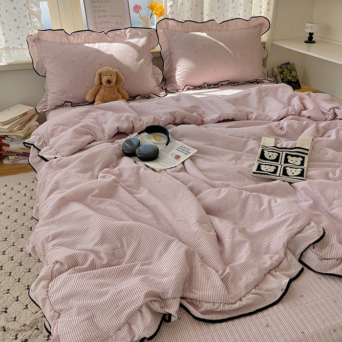 91家纺网 家纺一手货源 找家纺 （总）繁花家居 2025新款云感木棉针织棉双层纱床盖四件套