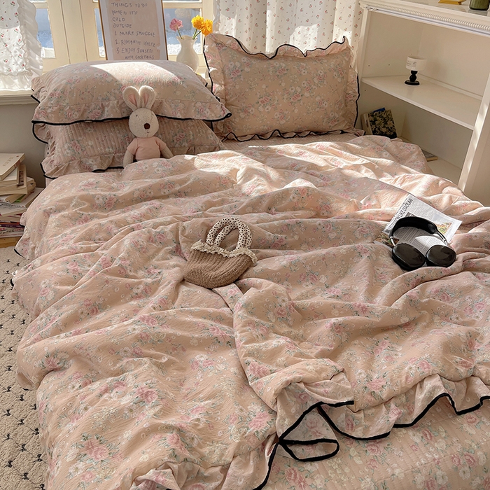 91家纺网 家纺一手货源 找家纺 （总）繁花家居 2025新款云感木棉针织棉双层纱床盖四件套