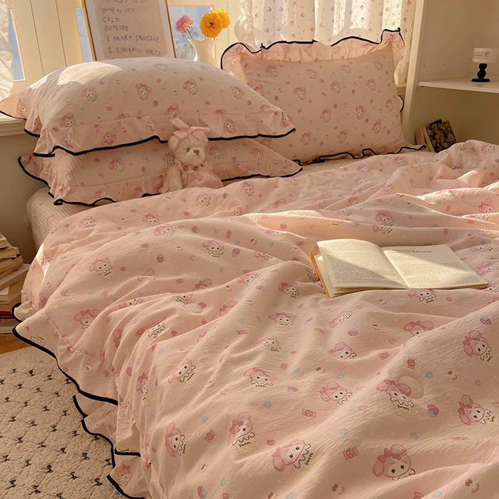 91家纺网 家纺一手货源 找家纺 （总）繁花家居 2025新款云感木棉针织棉双层纱床盖四件套