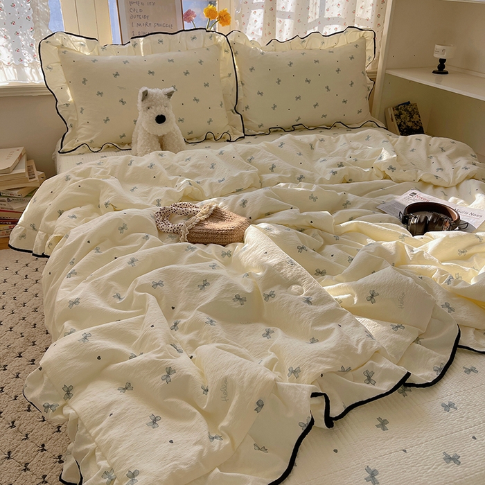 繁花家居 2025新款云感木棉针织棉双层纱床盖四件套 床盖被套款-蝴蝶梦境