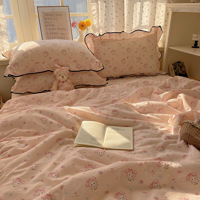 91家纺网 家纺一手货源 找家纺 （总）繁花家居 2025新款云感木棉针织棉双层纱床盖四件套