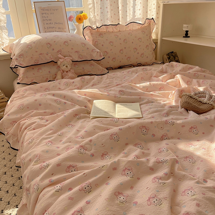 91家纺网 家纺一手货源 找家纺 （总）繁花家居 2025新款云感木棉针织棉双层纱床盖四件套