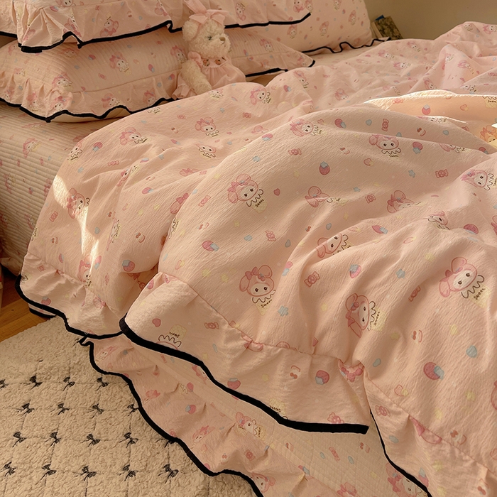 91家纺网 家纺一手货源 找家纺 （总）繁花家居 2025新款云感木棉针织棉双层纱床盖四件套