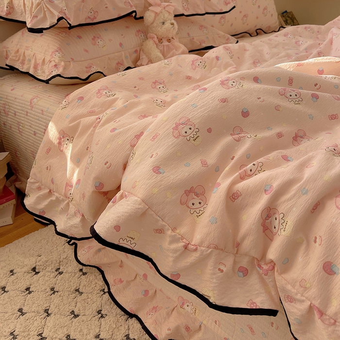 91家纺网 家纺一手货源 找家纺 （总）繁花家居 2025新款云感木棉针织棉双层纱床盖四件套