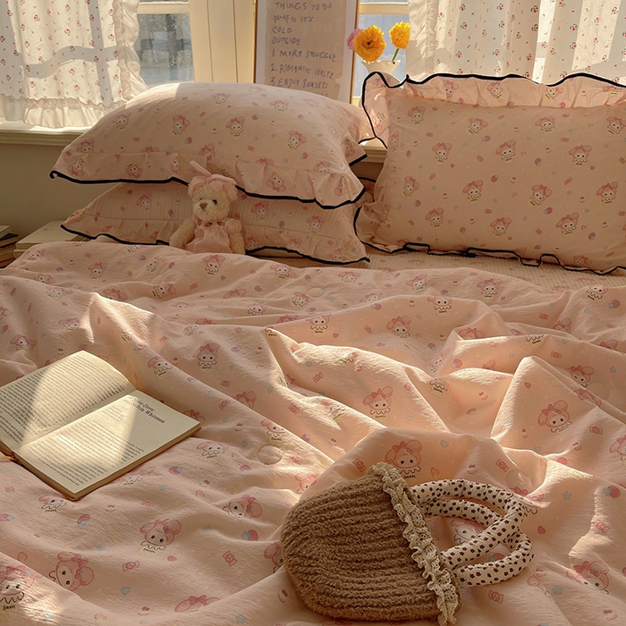 91家纺网 家纺一手货源 找家纺 （总）繁花家居 2025新款云感木棉针织棉双层纱床盖四件套